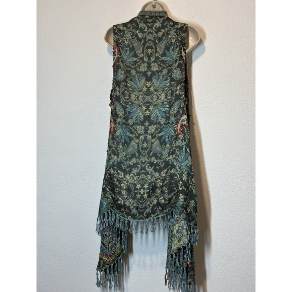 Lot 2 Soft Surroundings Topper Duster OS Open ColorfulCardigan Fringe Boho Artsy - Picture 6 of 11